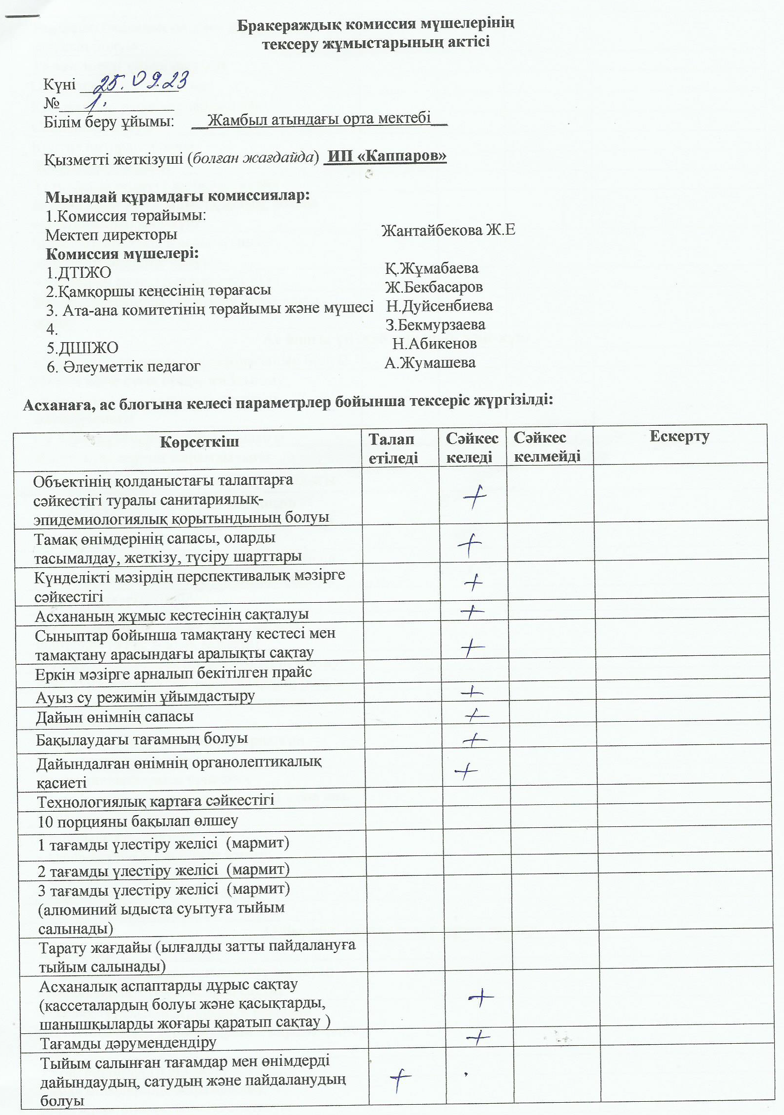 Бракераж қыркүйек